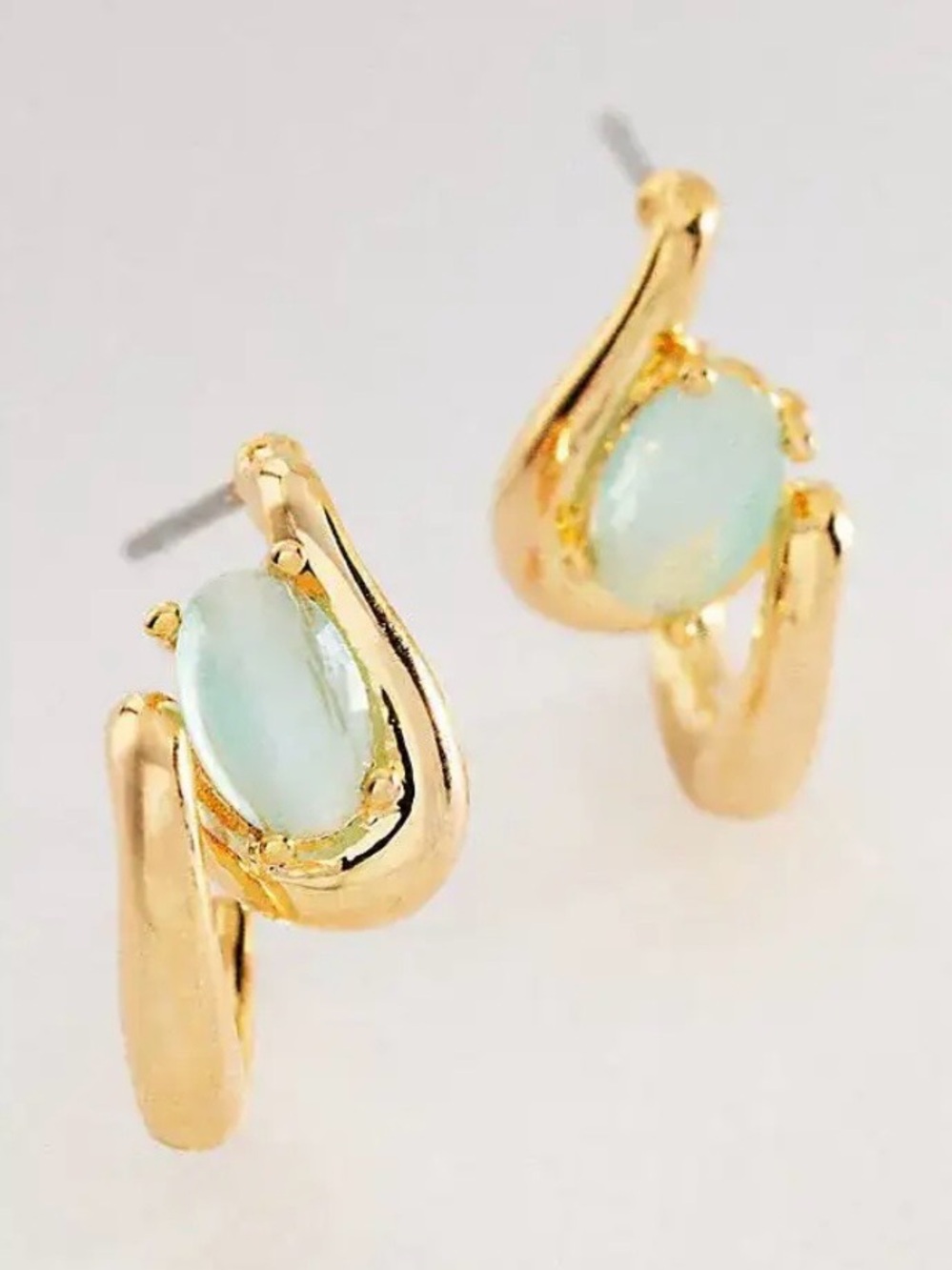 Anthropologie Delicate Stone Huggie Hoop Earrings